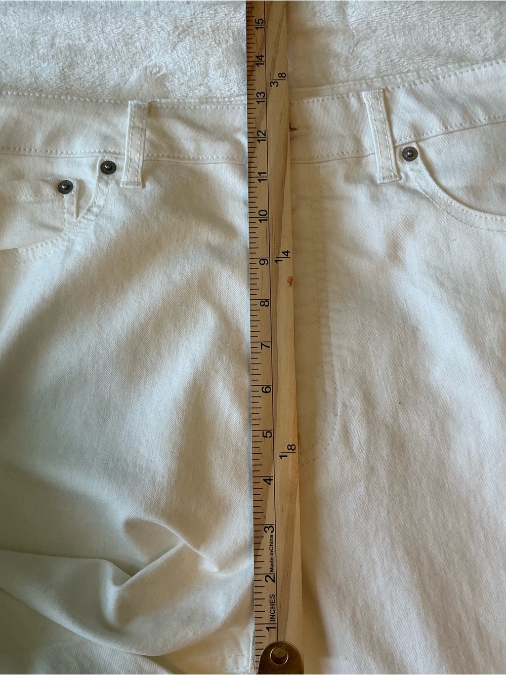 Frye High Rise Ivory Cropped Cuffed Jeans Size 14/32 NWT - Picture 8 of 14